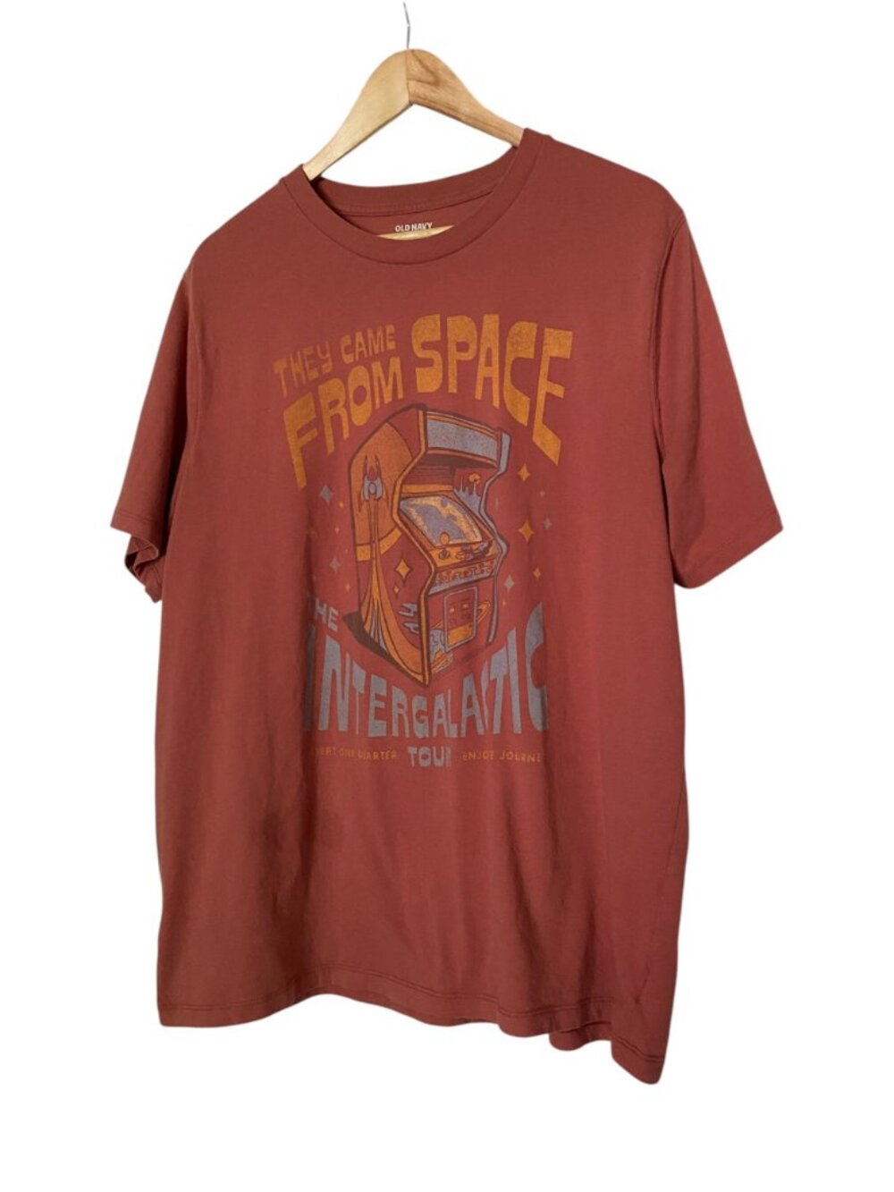 Old Navy “They Came From Space” Graphic Tee Retro Arcade Shirt - size XL